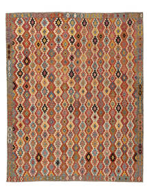  Kilim Afghan Old Style Rug 308X382 Wool Brown/Dark Red Large Carpetvista