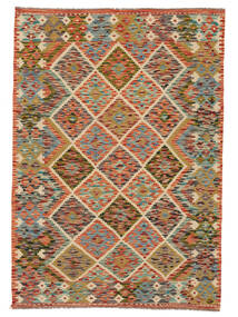  Oriental Kilim Afghan Old Style Rug 129X184 Brown/Green Wool, Afghanistan Carpetvista