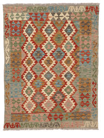  Kilim Afghan Old Style Tappeto 132X173 Di Lana Marrone/Rosso Scuro Piccolo Carpetvista