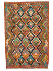  131X198 Kelim Afghan Old Style Matot Matto Tummanpunainen/Tummankeltainen Afganistan Carpetvista