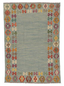 絨毯 キリム アフガン オールド スタイル 131X184 グリーン/茶色 (ウール, アフガニスタン)