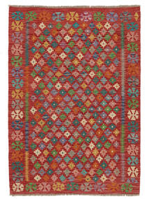  Kelim Afghan Old Style Matot 116X146 Tummanpunainen/Ruskea Carpetvista