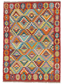  Kelim Afghan Old Style Matot 123X171 Tummanpunainen/Oranssi Carpetvista