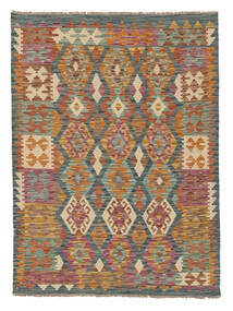 130X174 Tapete Kilim Afegão Old Style Oriental Castanho/Verde Escuro (Lã, Afeganistão) Carpetvista