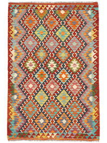 Orientalischer Kelim Afghan Old Stil Teppich 129X190 Dunkelrot/Orange Wolle, Afghanistan Carpetvista