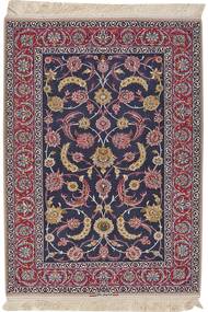 114X160 絨毯 オリエンタル イスファハン シルク 経糸 ブラック/ダークレッド (ウール, ペルシャ/イラン)