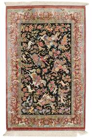 Oriental Qum Silk Rug 81X125 Brown/Black Silk, Persia/Iran