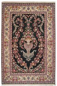 絨毯 イスファハン シルク 経糸 155X238 茶色/ブラック (ウール, ペルシャ/イラン)