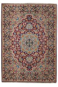 76X108 Isfahan Seide Kette Teppich Orientalischer Braun/Schwarz (Wolle, Persien/Iran)