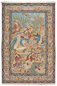  Persian Isfahan Silk Warp Rug 194X290 Brown/Orange (Wool, Persia/Iran)