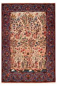 155X223 Tapete Oriental Isfahan Seda Trama Preto/Vermelho Escuro (Lã, Pérsia/Irão)