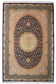 絨毯 Qum シルク 199X300 茶色/ブラック (絹, ペルシャ/イラン)