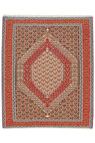 Tappeto Persiano Kilim Senneh 124X150 Marrone/Rosso Scuro (Lana, Persia/Iran)