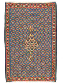 Persian Kilim Senneh Fine Rug 106X160 Dark Blue/Brown Carpetvista