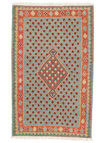  Kilim Senneh Fine Rug 100X161 Persian Wool Green/Orange Small Carpetvista