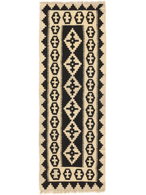 70X196 Kelim Ghashghai Teppich Orientalischer Läufer Schwarz/Beige ( Persien/Iran) Carpetvista