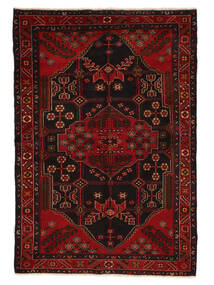 Hamadan Teppich 154X222 Schwarz/Dunkelrot Wolle, Persien/Iran Carpetvista