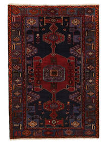 142X207 Tapete Hamadã Oriental Preto/Vermelho Escuro (Lã, Pérsia/Irão) Carpetvista
