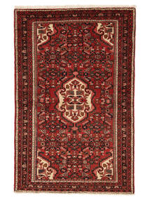  Persischer Hosseinabad Fine Teppich 104X158 Schwarz/Dunkelrot (Wolle, Persien/Iran)