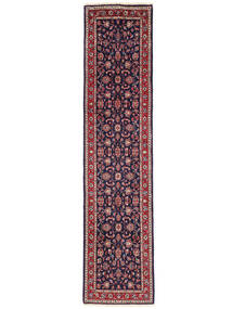  Persischer Yazd Teppich 68X293 Läufer Schwarz/Dunkelrot (Wolle, Persien/Iran)