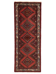75X199 Dywan Orientalny Hamadan Chodnikowy Czarny/Ciemnoczerwony (Wełna, Persja/Iran) Carpetvista