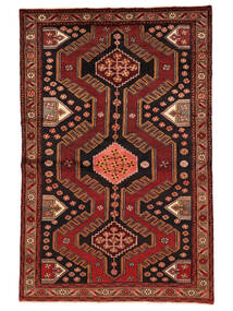  Persischer Hamadan Fine Teppich 138X211 Schwarz/Dunkelrot (Wolle, Persien/Iran)