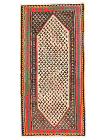 96X196 Alfombra Oriental Kilim Senneh Fine Negro/Marrón (Lana, Persia/Irán) Carpetvista
