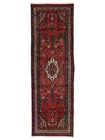 Dywan Orientalny Hamadan 110X342 Chodnikowy Czarny/Ciemnoczerwony (Wełna, Persja/Iran)