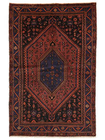145X221 Χαλι Ανατολής Hamadan Μαύρα/Σκούρο Κόκκινο (Μαλλί, Περσικά/Ιρανικά) Carpetvista