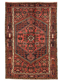  Orientalischer Hamadan Teppich 132X198 Schwarz/Dunkelrot Wolle, Persien/Iran Carpetvista