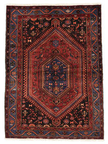  Orientalsk Hamadan Teppe 142X200 Svart/Mørk Rød Ull, Persia/Iran Carpetvista