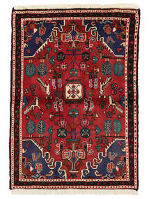  100X140 Hamadan Covor Negru/Dark Red Persia/Iran
 Carpetvista