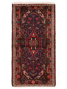  Oosters Hamadan Vloerkleed 72X139 Zwart/Donkerrood Wol, Perzië/Iran Carpetvista