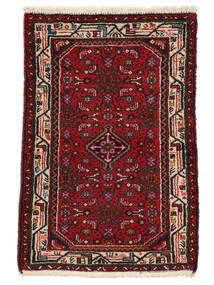  Persischer Hamadan Teppich 80X121 Schwarz/Dunkelrot (Wolle, Persien/Iran)