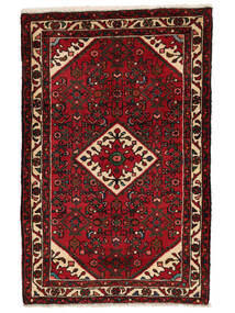 Hosseinabad Tæppe 81X127 Sort/Mørkerød Uld, Persien/Iran Carpetvista