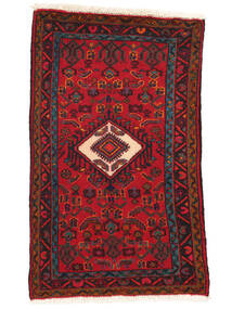 65X105 Hamadan Teppich Orientalischer Dunkelrot/Schwarz (Wolle, Persien/Iran) Carpetvista