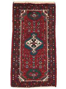 Hamadan Teppich 67X119 Schwarz/Dunkelrot Wolle, Persien/Iran Carpetvista