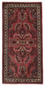 Alfombra Oriental Sarough 65X130 Negro/Rojo Oscuro (Lana, Persia/Irán)