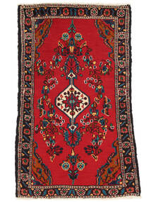 Hamadan Rug 70X118 Dark Red/Black Wool, Persia/Iran Carpetvista