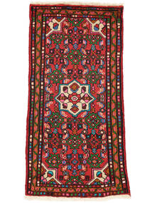 Hamadan Rug 60X120 Black/Dark Red Wool, Persia/Iran Carpetvista