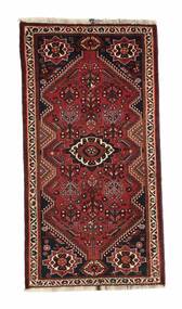 Shiraz Vloerkleed 75X150 Zwart/Donkerrood Wol, Perzië/Iran