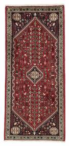  Persischer Abadeh Teppich 67X150 Läufer Schwarz/Dunkelrot (Wolle, Persien/Iran)