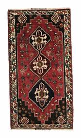 Shiraz Vloerkleed 80X155 Zwart/Donkerrood Wol, Perzië/Iran