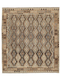  Kilim Afegão Old Style Tapete 261X296 Lã Castanho/Laranja Grande Carpetvista