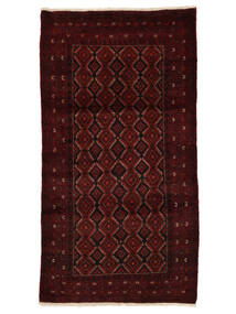 Belutsch Fine Teppich 114X214 Schwarz/Dunkelrot Wolle, Persien/Iran Carpetvista