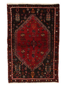 82X123 Hamadan Vloerkleed Oosters Zwart/Donkerrood (Wol, Perzië/Iran) Carpetvista