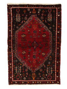  Hamadan Vloerkleed 82X123 Perzisch Wol Zwart/Donkerrood Klein Carpetvista