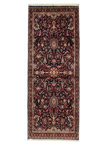 Hamadan Rug 104X268 Runner
 Black/Dark Red Wool, Persia/Iran Carpetvista