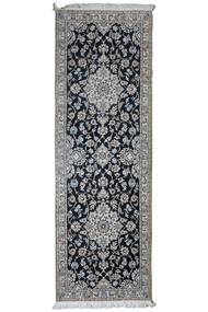 Tappeto Persiano Nain 9La 70X213 Passatoie Nero/Grigio Scuro (Lana, Persia/Iran)