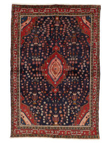 135X208 Sarough Teppich Orientalischer Schwarz/Dunkelrot (Wolle, Persien/Iran) Carpetvista